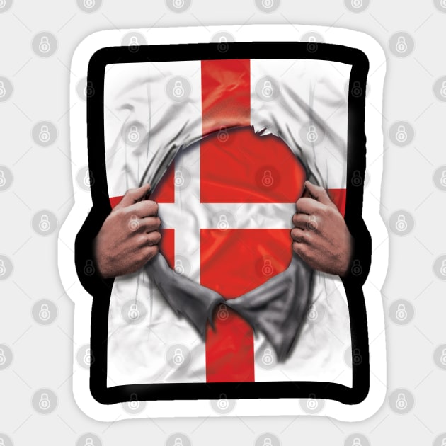 Denmark Flag English Flag Ripped - Gift for Danish From Denmark Sticker by Country Flags